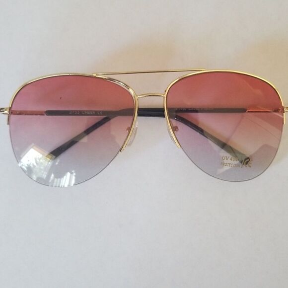 Sunglasses, Aviator Style, Red&Grey lenses,  gold - Picture 3 of 6